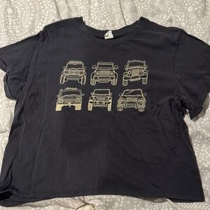 Black Graphic Tee with Cars